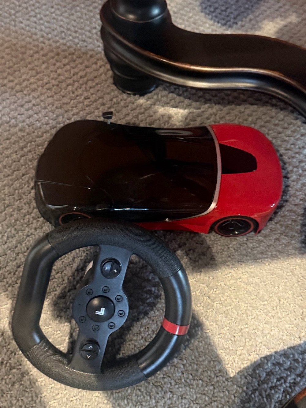 Sharper Image Red and Black Wireless Racing Wheel Controller